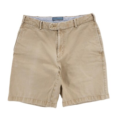 PETER MILLAR Winston Twill Chino Shorts Washed Beige 100% Pima Cotton Size 32