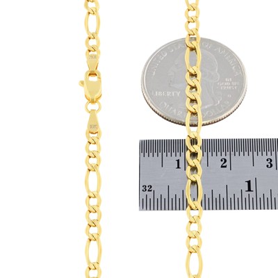 10K Yellow Gold 3.5mm Figaro Chain Bracelet or Anklet Mens Women 7" 8" 9"