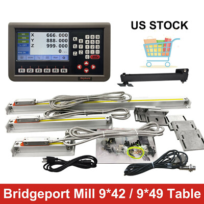 3 Axis Digital Readout DRO Meter 3pcs Linear Glass Scale for Bridgeport Milling 