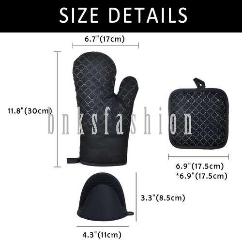 6Pcs Silicone Oven Mitts Pot Holders Kitchen Cooking Gloves Pinch Heat Resistant