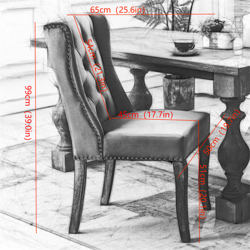 Set of 2 Velvet Tufted Dining Chairs Wingback Chair High Back Kitchen  Black NEW