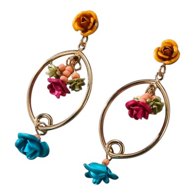 Boutique Vintage Style Bright Gold Tone Flower Women s Earrings  