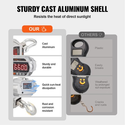 VEVOR Digital Crane Scale Industrial Hanging Scale 6600 lbs/3000 kg Heavy Duty