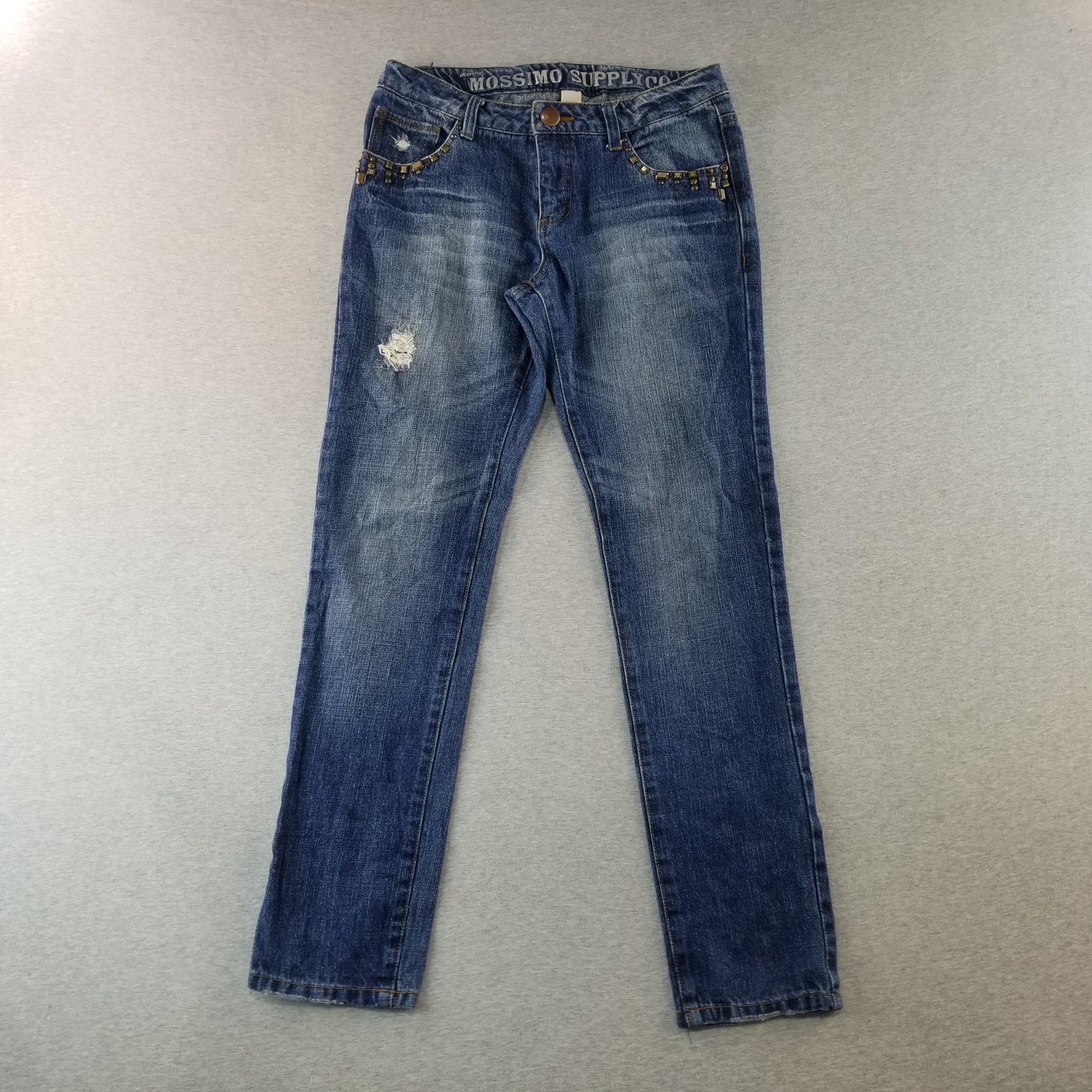 Mossimo Jeans Juniors Sz 16 VTG Adj. Waist Stone Det. Stretch 100%Cttn Normcore