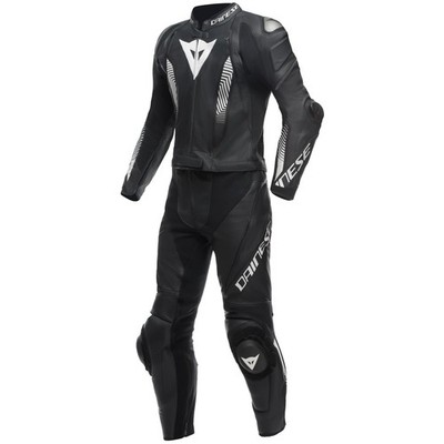 Combinaison en cuir Dainese Laguna Seca 5 2 pièces noir/noir/blanc moto homme