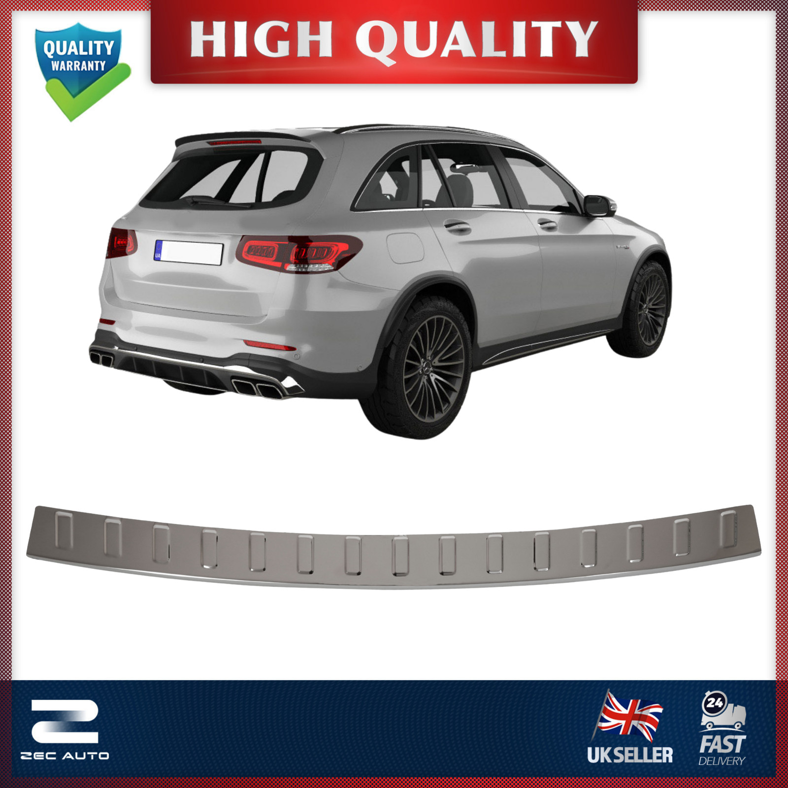 Chrome Rear Bumper Protector for Mercedes GLC Class X253 2015-2021 Steel Guard