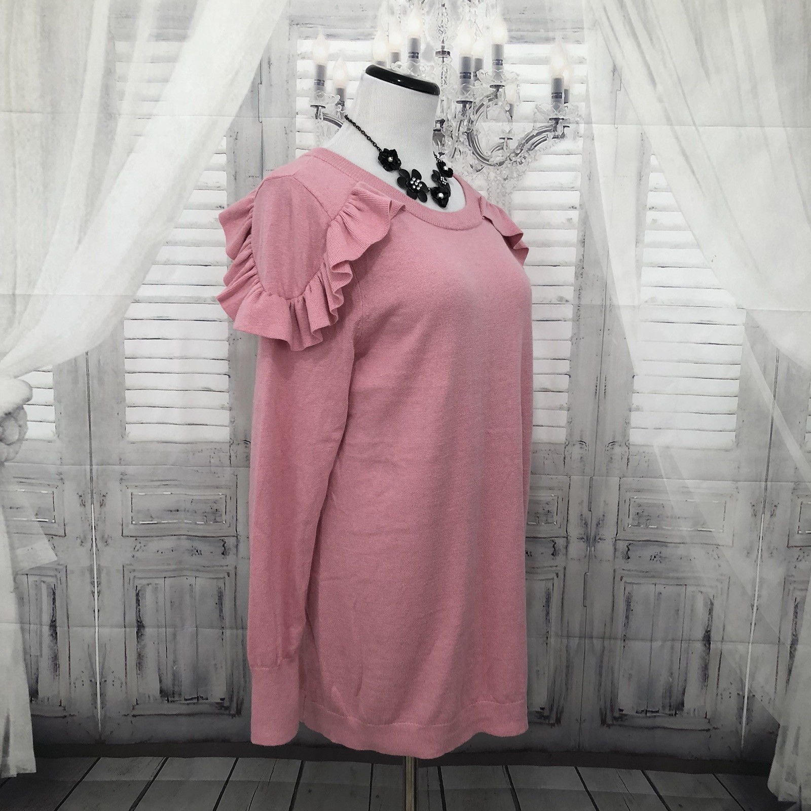 Isabel Ingrid Isabel Women Medium Maternity Sweater Pink Ruffle Long Sleeve B22