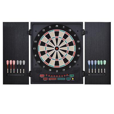 Elektronische Dart-set Dartboard Dartscheibe mit 12 Darts Schwarz+Weiß 8 Spieler
