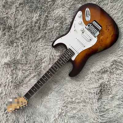 1pc Sunburst ST Electric Guitar Tree Burl Top 6Strings SSH Pickups Basswood Body