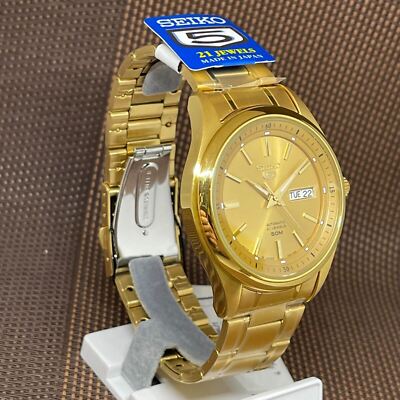 Pre-owned Seiko 5 Snkn96j1 Automatic Gold Tone Made In Japan Analog Men's Casual Watch