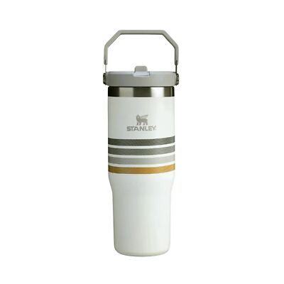 Stanley The Iceflow Flip Straw Tumbler, Cream Ash Stripe, 30oz
