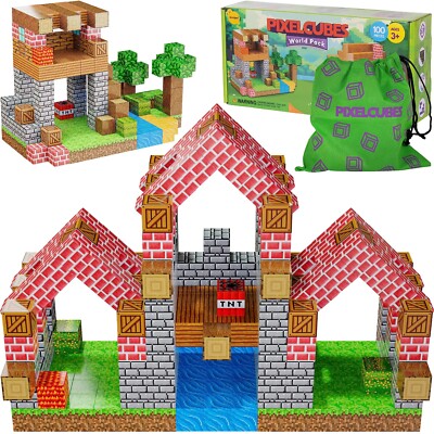 100PCS Pixel Cubes Magnetic Blocks Building Mine Magnet World STEM Montessori St