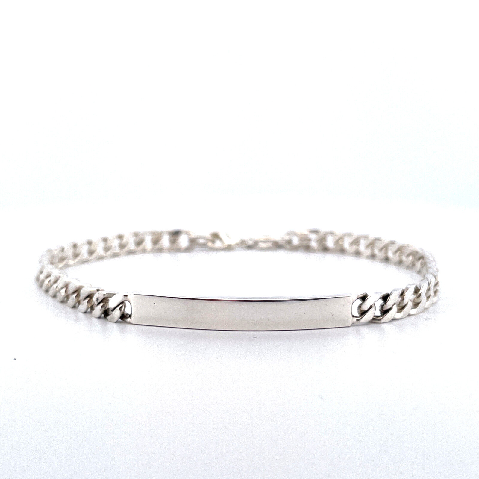 Sterling Silver Polished Engraveable Curb Link ID Bracelet Sterling Silver Polished Engraveable Curb Link ID Bracelet