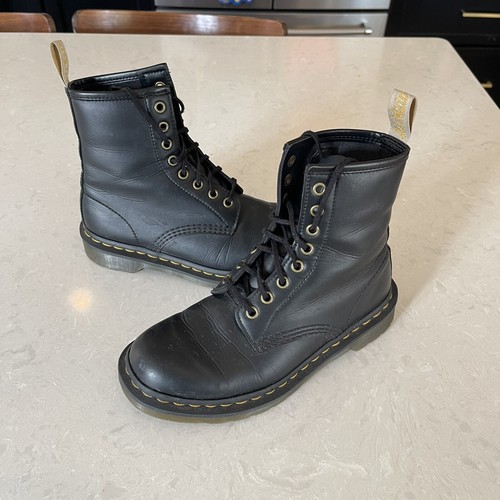 Dr Martens 14045 Black Vegan Leather Combat Boots 6 US 37 EU