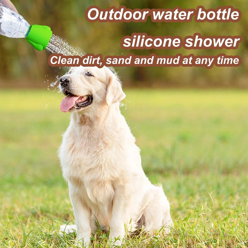 Portable Water Bottle Shower Cap Pet Shower Head Spray Dog Shower Attachment