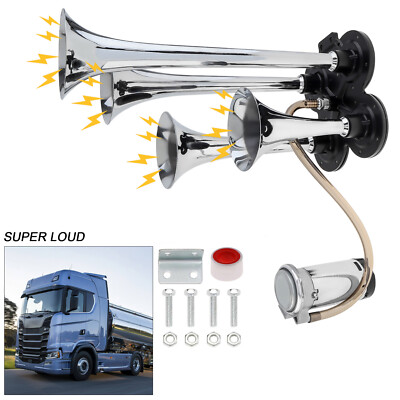 Truck Air Horn 185dB 4 Trumpet Horns Train Horn 12V Super Loud with Compressor