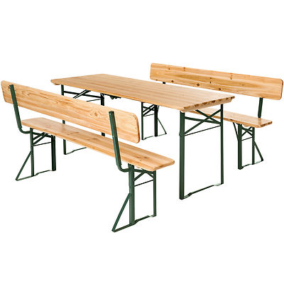 Bierzeltgarnitur Natur Holz Gastronomie Biertisch Set klappbar Bank Stehtisch