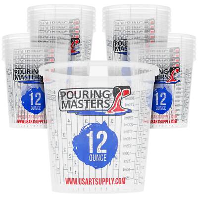 20 Pouring Masters 12 Ounce (350ml) Graduated Plastic Paint Mixing Cups, Measure