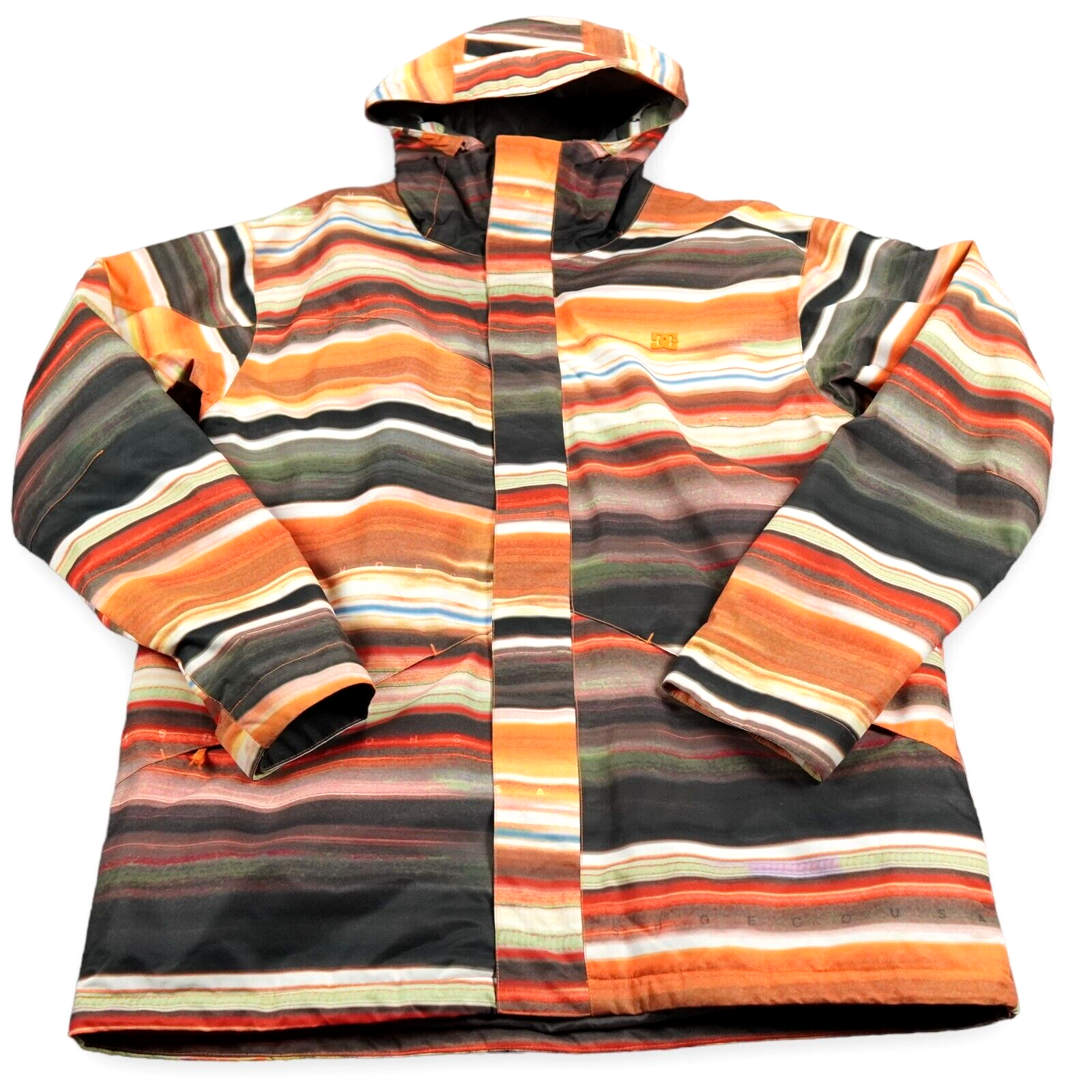 Ski Snowboard Jacket Mens Extra Large Orange Blur Stripes 10k