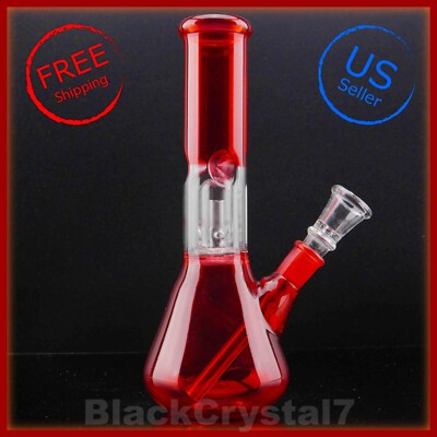 8'' Ruby Red Ice Pick Beaker Hookah Bubbler Tobacco Smoking Glass Water Pipes