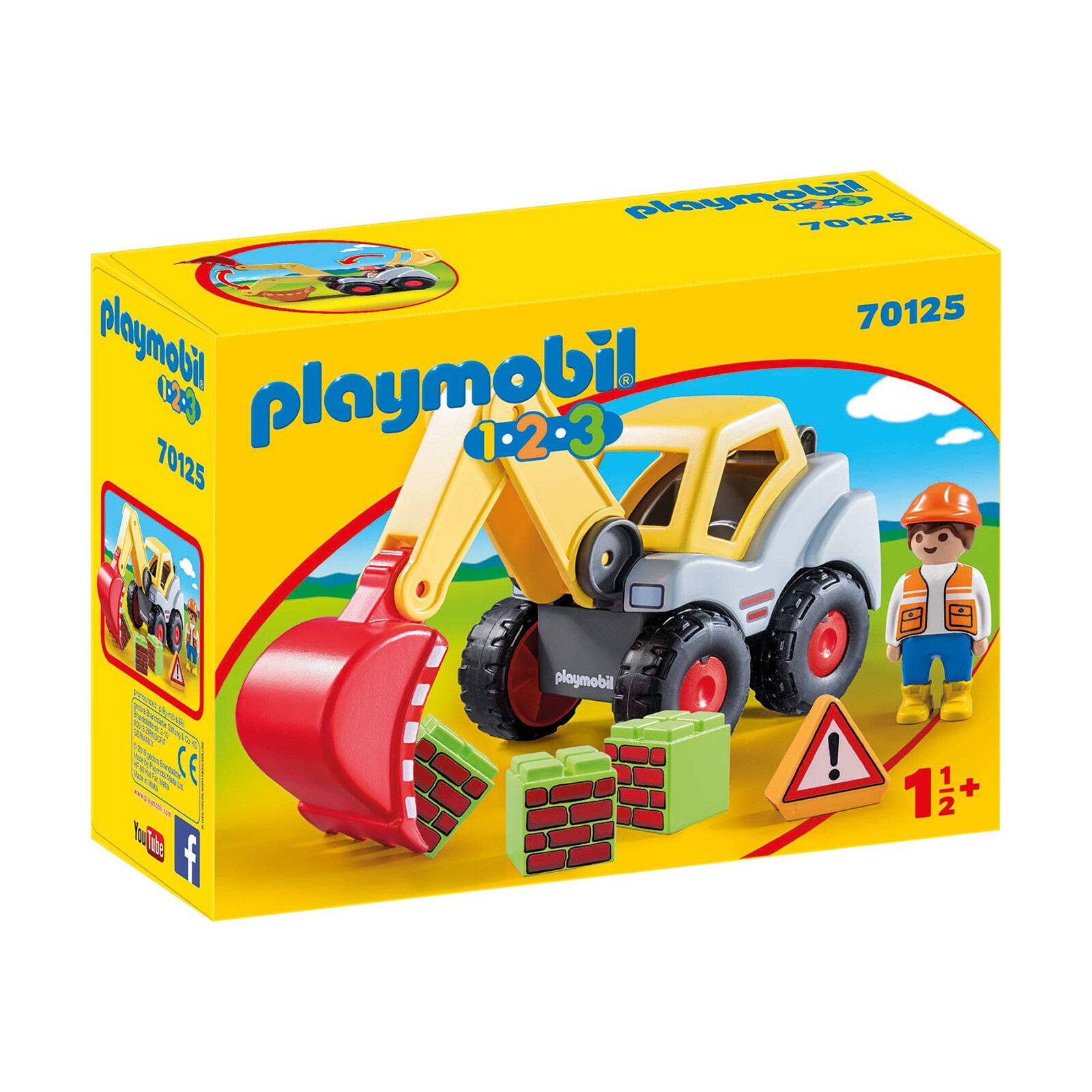Конструктор для экскаватора Playmobil 1-2-3 с лопатой 70125 НОВЫЙ В НАЛИЧИИ НА СКЛАДЕ 
