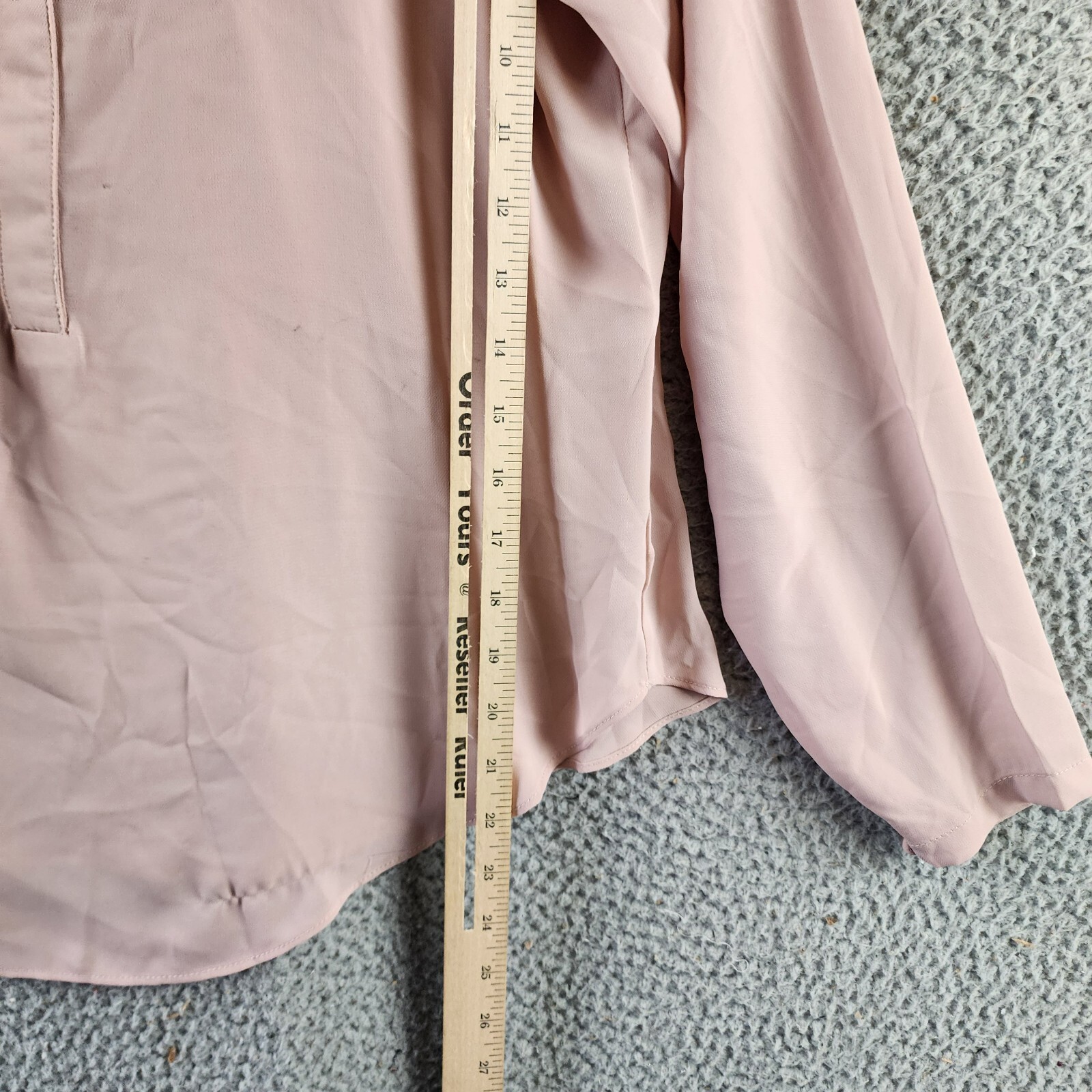 Milano Collared Henley Blouse Women's Medium Mauve Solid Long Sleeve Pullover - Picture 9 of 17