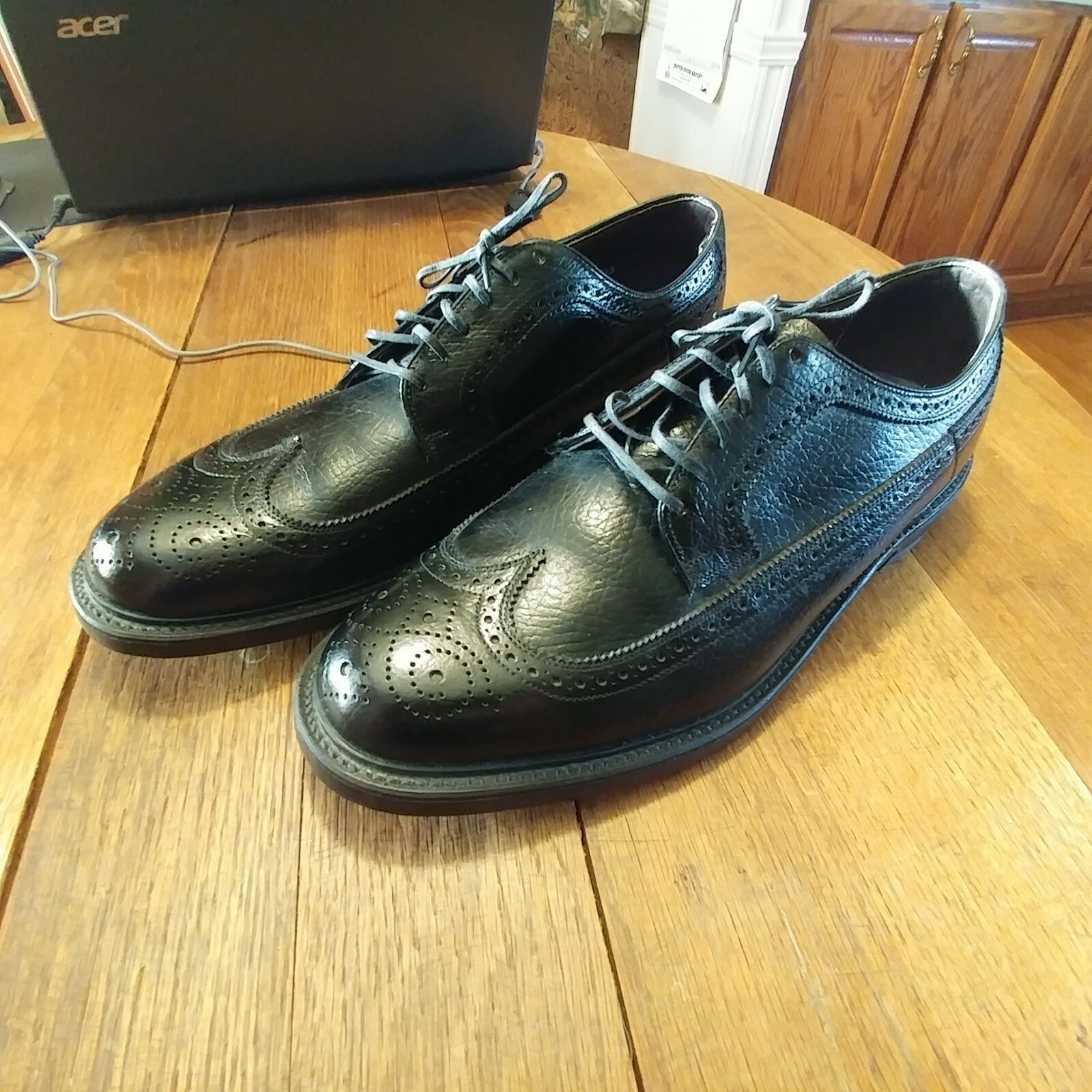 Vintage Hanover Black Wingtip Oxford Shoes Size 12 Medium