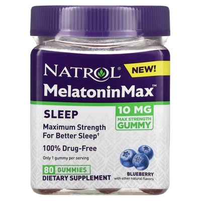 MelatoninMax, Сон, черника, 10 мг, 80 жевательных таблеток