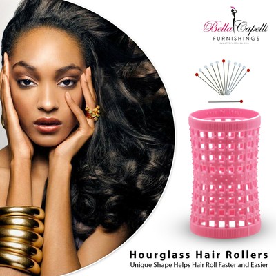 Large Pink 42mm /1.65in Pack of 12 - Hourglass Rollers All Hair Types Unisex