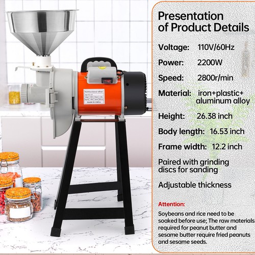 1500W Wet Electric Peanut Butter Machine Grinder Household Nut Maker Grinding