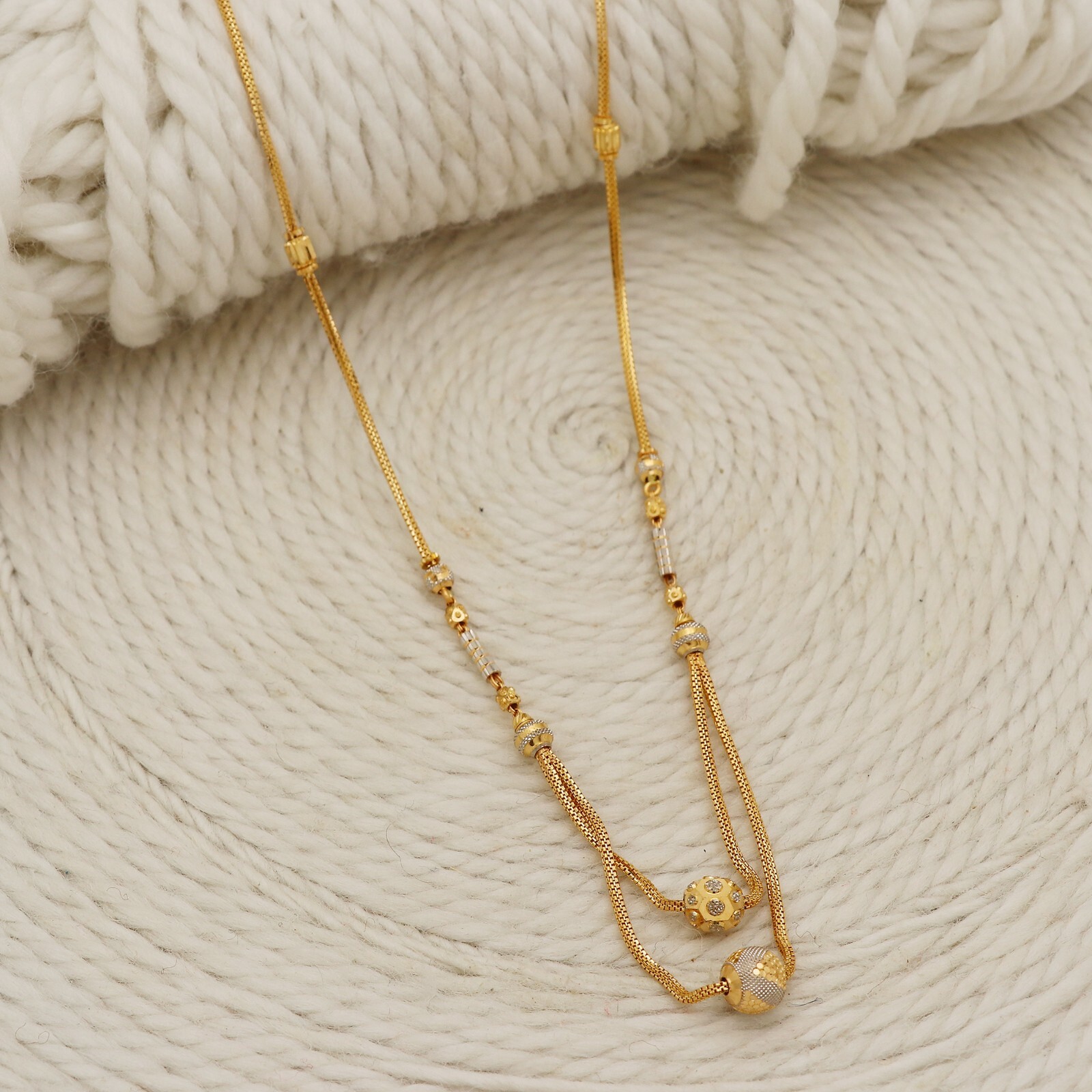 [STONE HENgE] 韓国☆14K Gold☆B0046 Necklace 22k Yellow Gold Beads Chain Necklace 22kt Wedding Fine