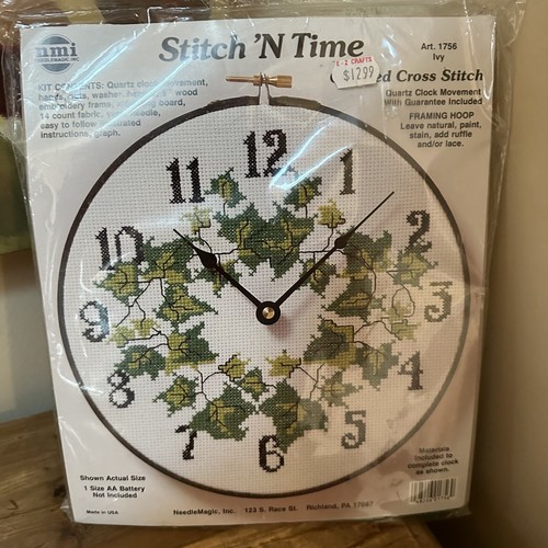 Vintage Stitch 'N Time Counted Cross Stitch 8” Hoop Green Ivy Wall