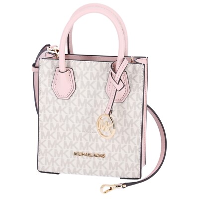 Michael Kors Mercer XS NS Shopper Crossbody Vanilla MK Powder Blush Pink
