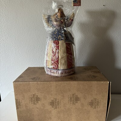 Jim Shore Signed 117044 Heartwood Creek Patriotic Angel Pledge Allegiance New