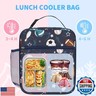 Clastyle Sport Ball Insulated Kids Lunch Bag Blue Large Thermal Cooler Bag for Boy Picnic School Lunch Box Tote,Basketball Football
