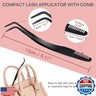 Vznffur Lash Applicator Tool with Comb, Curved Eyelash Tweezers for Precision Placement and Application, Stainless Steel Lash Tool for DIY Eyelash Extensions, Individual Clusters