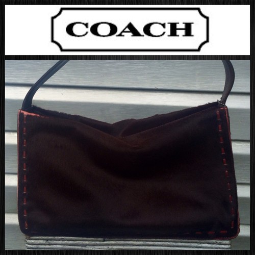 バッグ Rare COACH unborn calf accessory pouch Authentic Rare COACH Unborn Carf Leopard Turn Lock Hand Bag