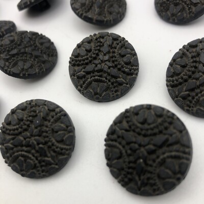 Vtg Goth Dark Purple Almost Black Shank Buttons 23mm Lot of 6 B111