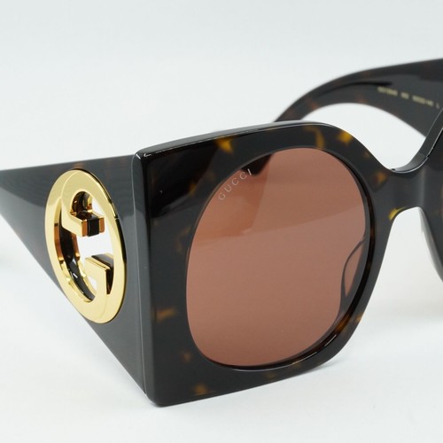 Pre-owned Gucci Gg1254s 002 Dark Havana/brown 55-22-140 Sunglasses