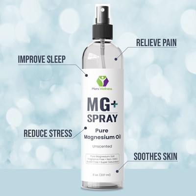 Mars Wellness MG+ Pure Magnesium Oil Spray - 8 Ounce USA Made