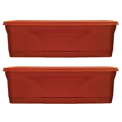 Southern Patio 36 Inch Medallion Hanging Garden Box Planter, Terracotta (2 Pack)
