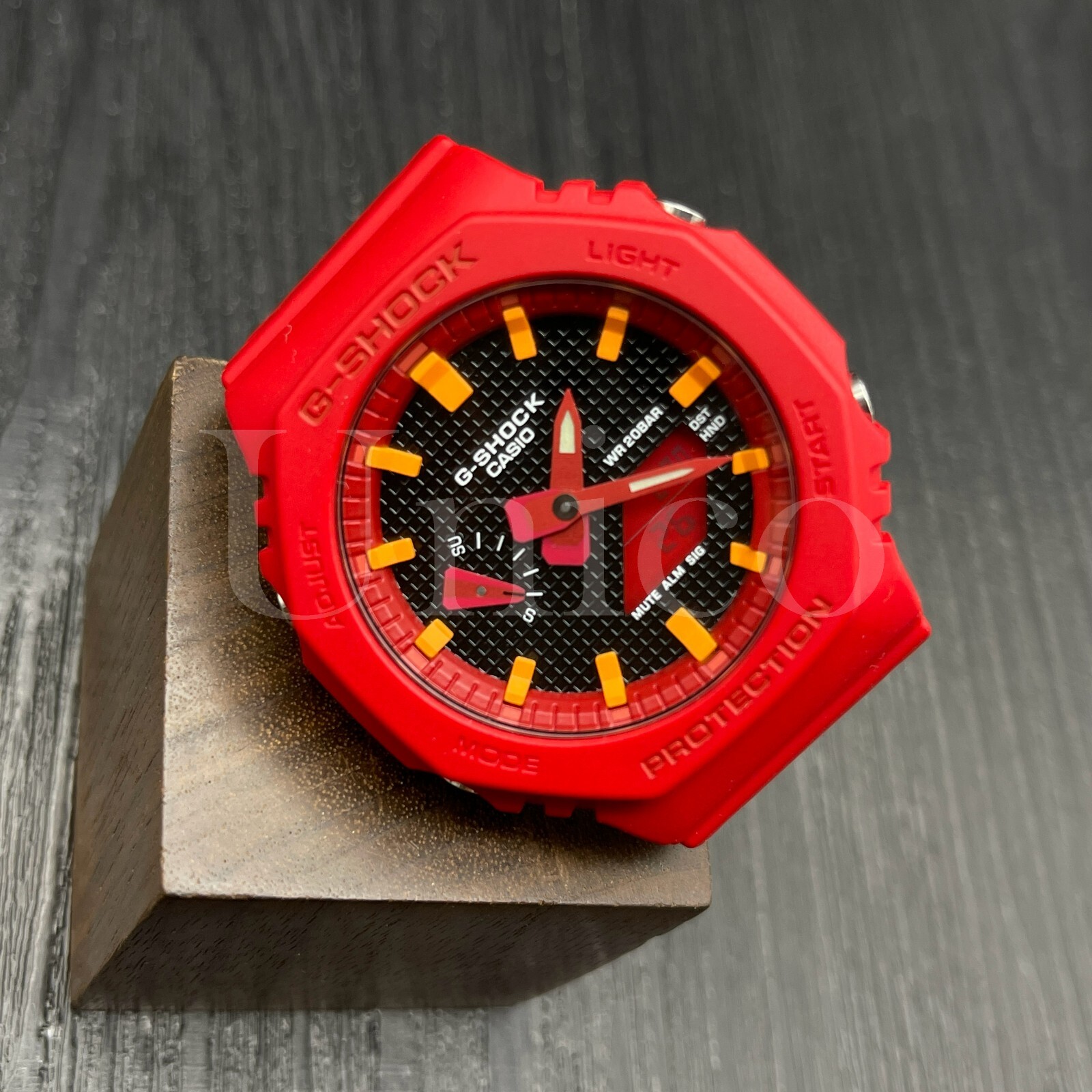 Pre-owned Casio Custom Made Watch Ga2100-4a Ak Waffle Black Dial Orange Scale Ring