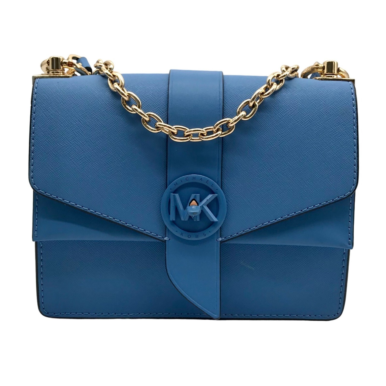Michael Kors Blue Saffiano Leather Greenwich Small Crossbody