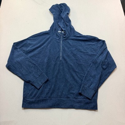 Libin Quarter Zip Hoodie Men Large Blue Excellent Ribbed Corduroy Pullover