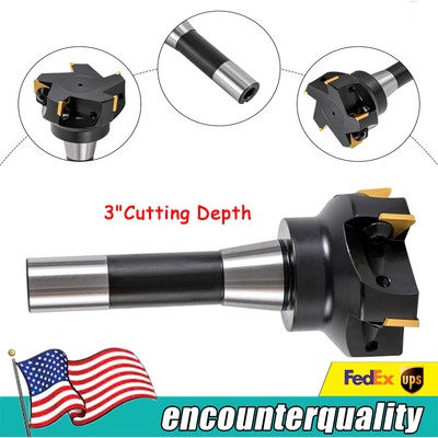 90° Indexable End Mill 3'' Cutting Depth R8 Shank Milling Cutter Blade TPCN32PDTR