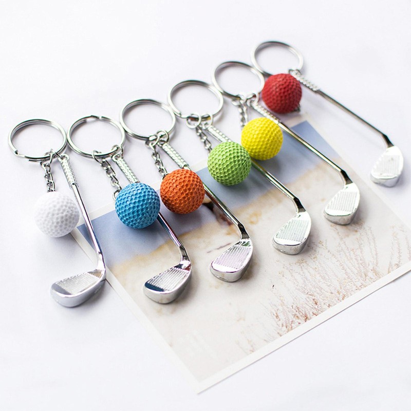 3PCS Charm Pendant Golf Club Sports Keyring Metal Key Chains For Bag Backpack