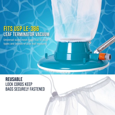 2 Fine Mesh Filter Net Bags for Leaf Vacuum Pool Cleaners 16" x 20", Replacement