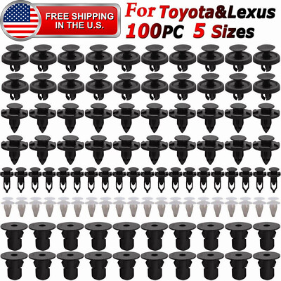100Pcs Fastener Bumper Clips Trim Panel Fender Push Pin Rivets For Toyota Lexus