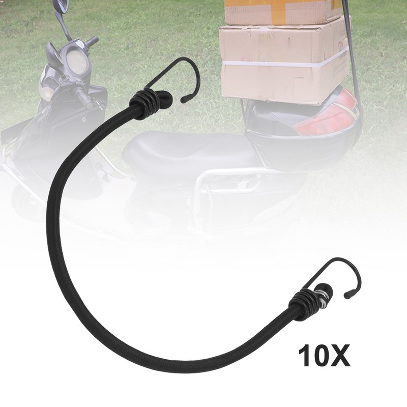 10x Planenspanner Gepäckgummi Spanngurt Expander mit 2 Spiral Haken Schwarz