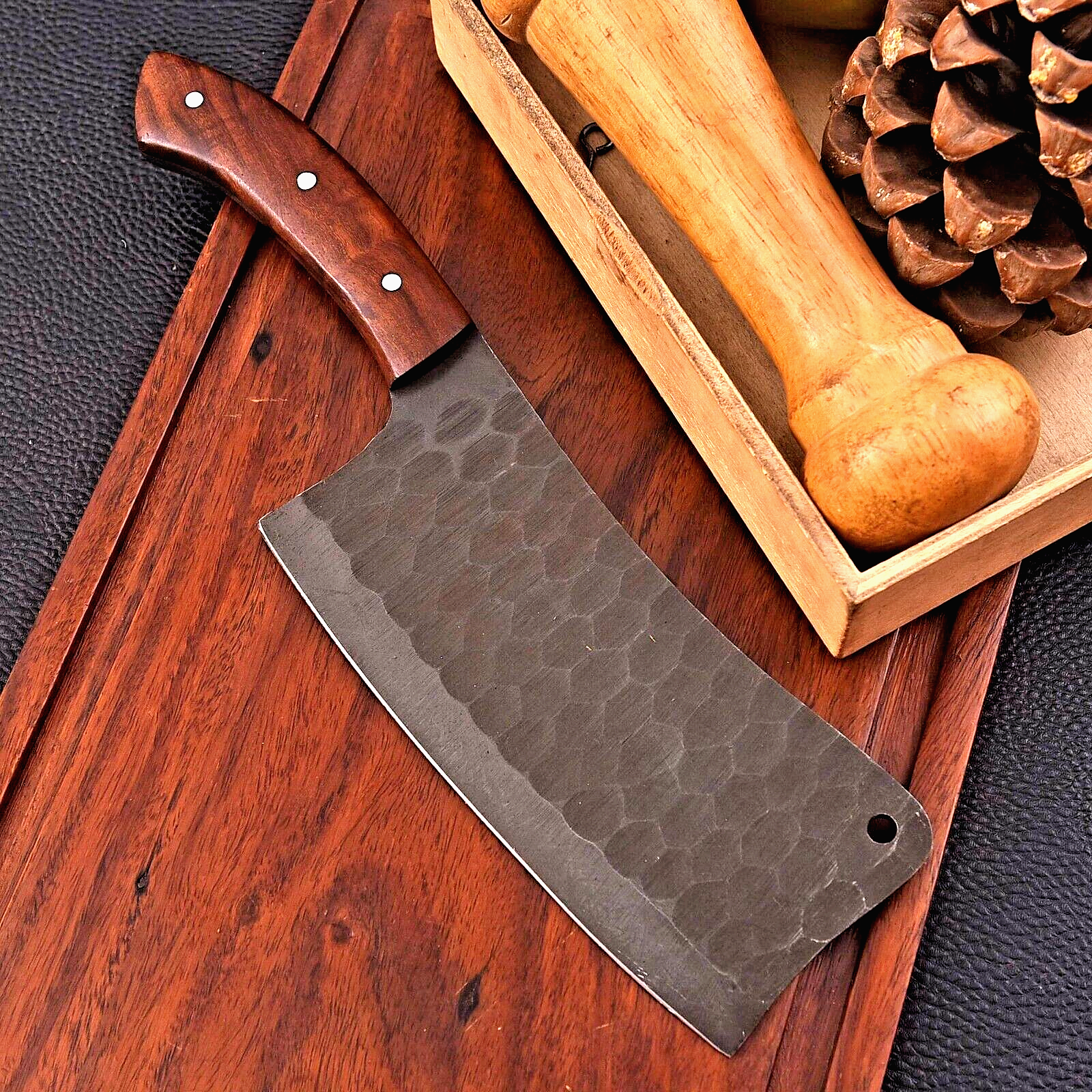 CUSTOM HANDMADE FORGED CARBON STEEL CLEAVER MEAT CHOPPER BUTCHER KNIFE 1806